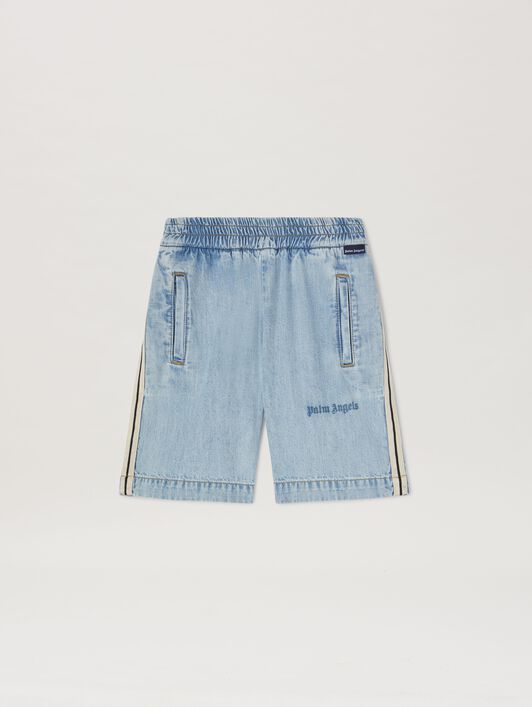 PALM ANGELS  Chambray Track shorts BLUE BLUE PBYC001S25DEN001