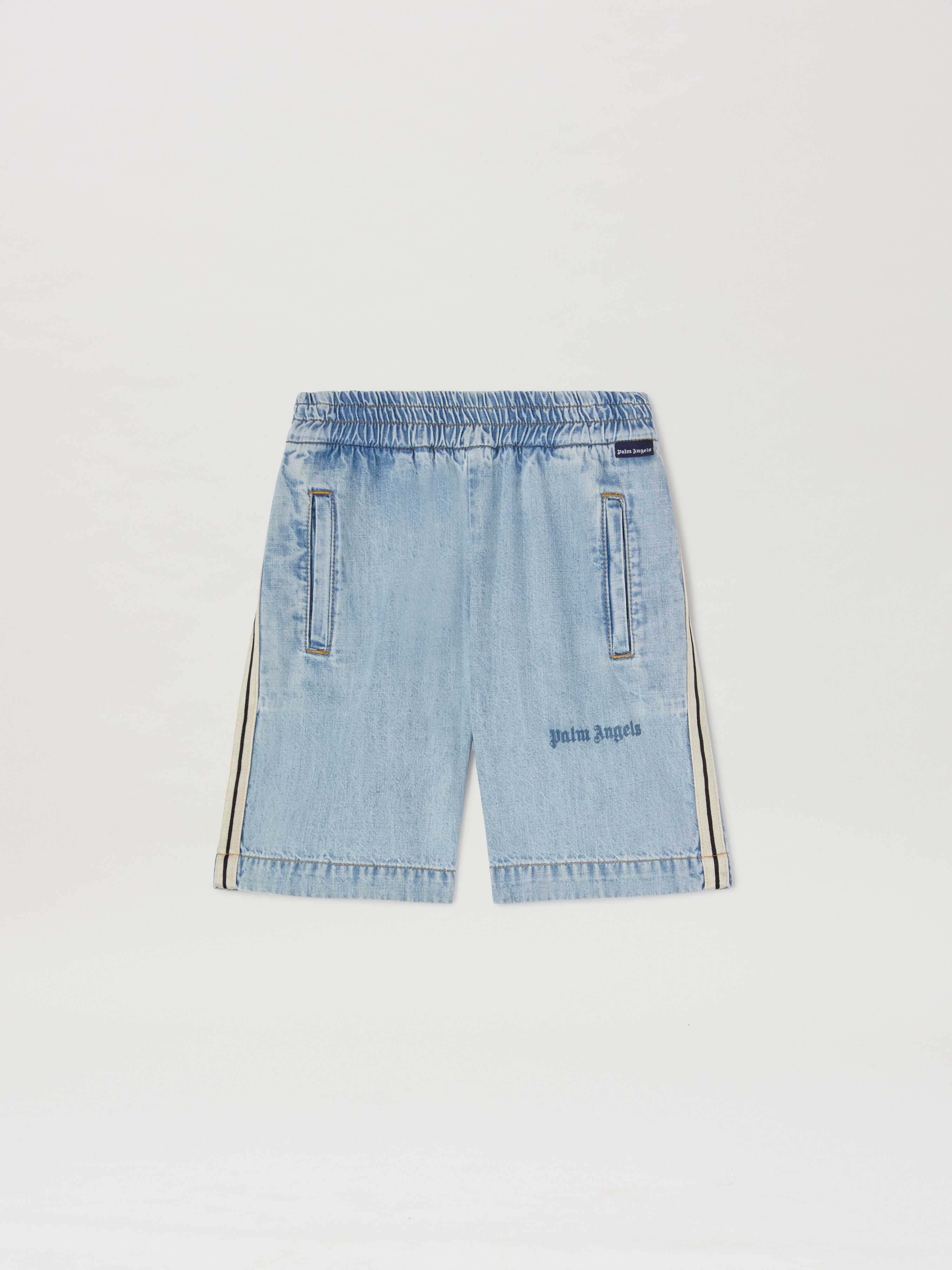 PALM ANGELS  Chambray Track shorts BLUE BLUE PBYC001S25DEN001