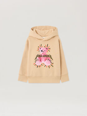 PALM ANGELS Pa Punk Bear Regular Hoodiee BEIGE - ROSE PINK PGBB015F25FLE003
