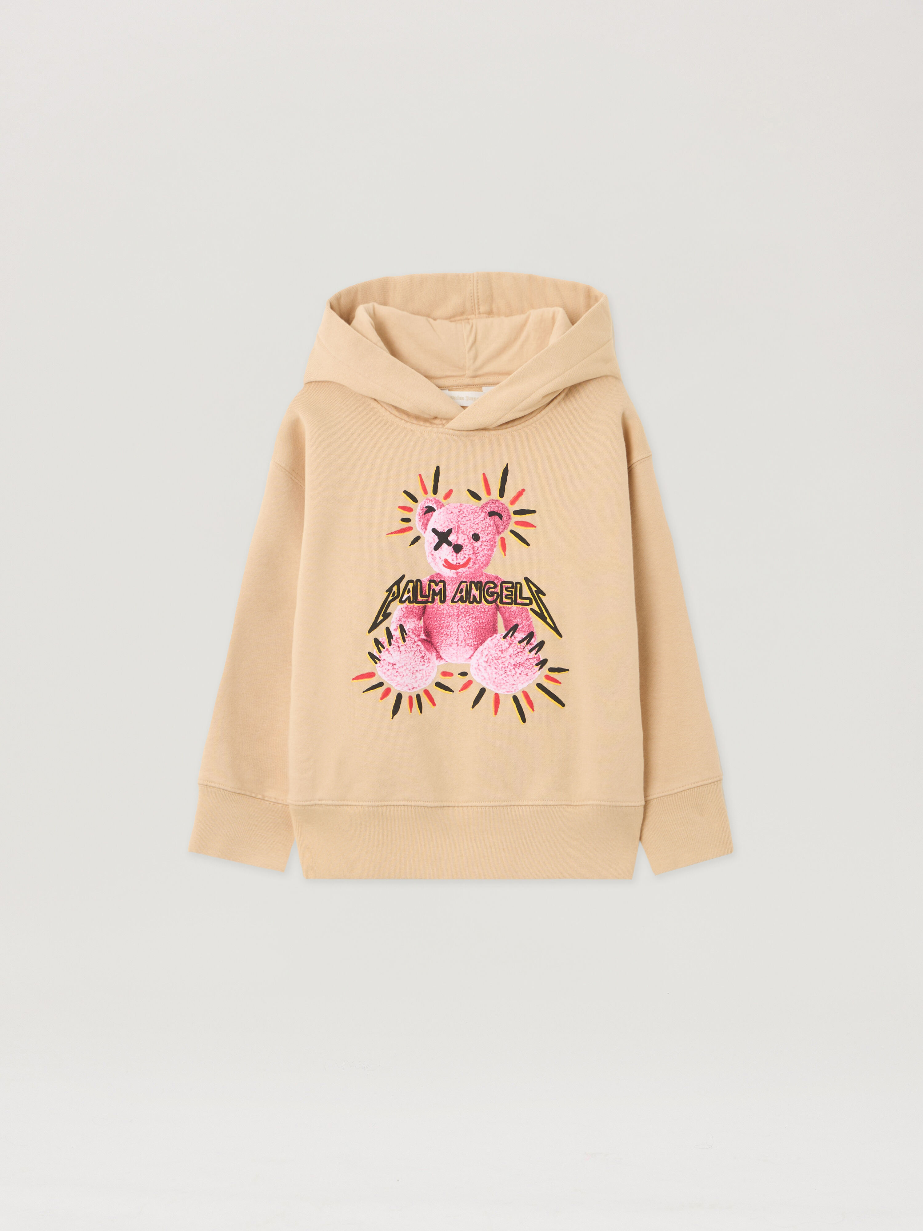 PALM ANGELS Pa Punk Bear Regular Hoodiee BEIGE - ROSE PINK PGBB015F25FLE003