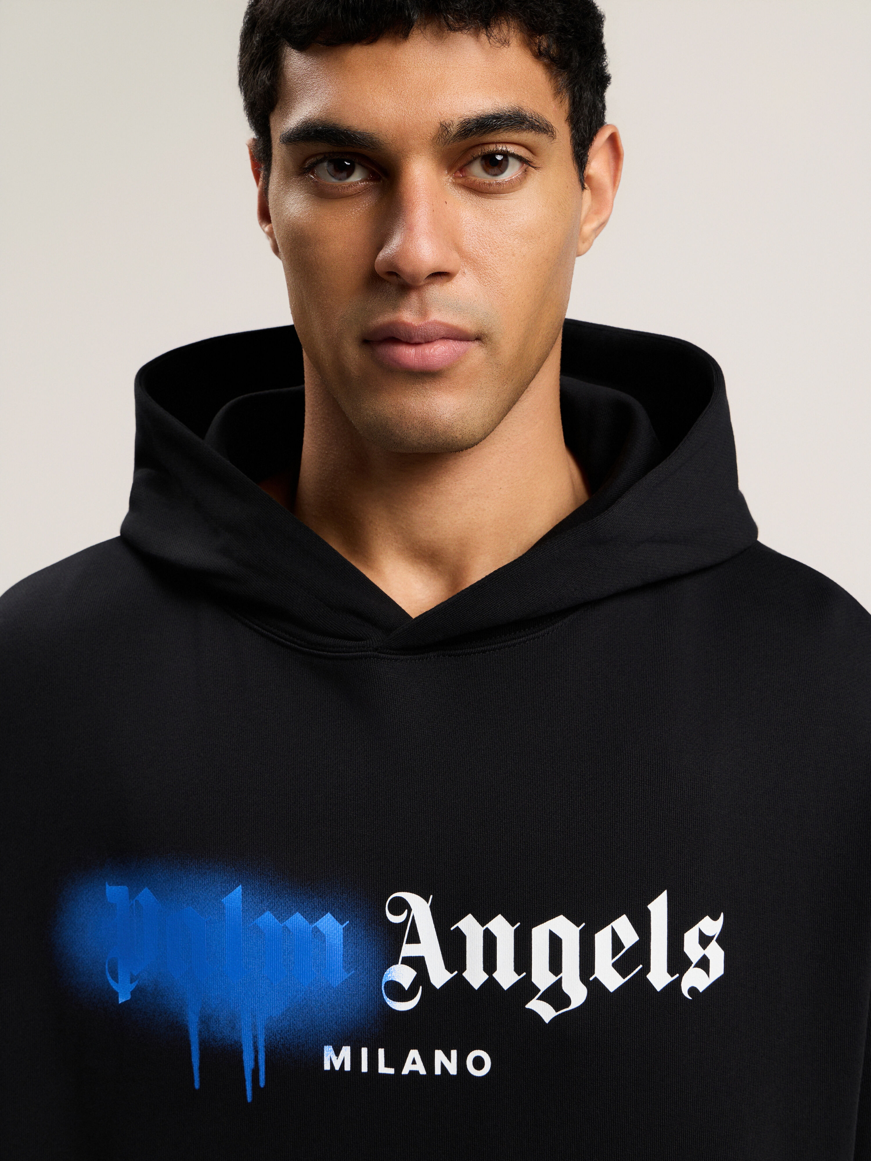 PALM ANGELS Spray City Milan Hoodie Black/Blue PMBB17DT26FLE004