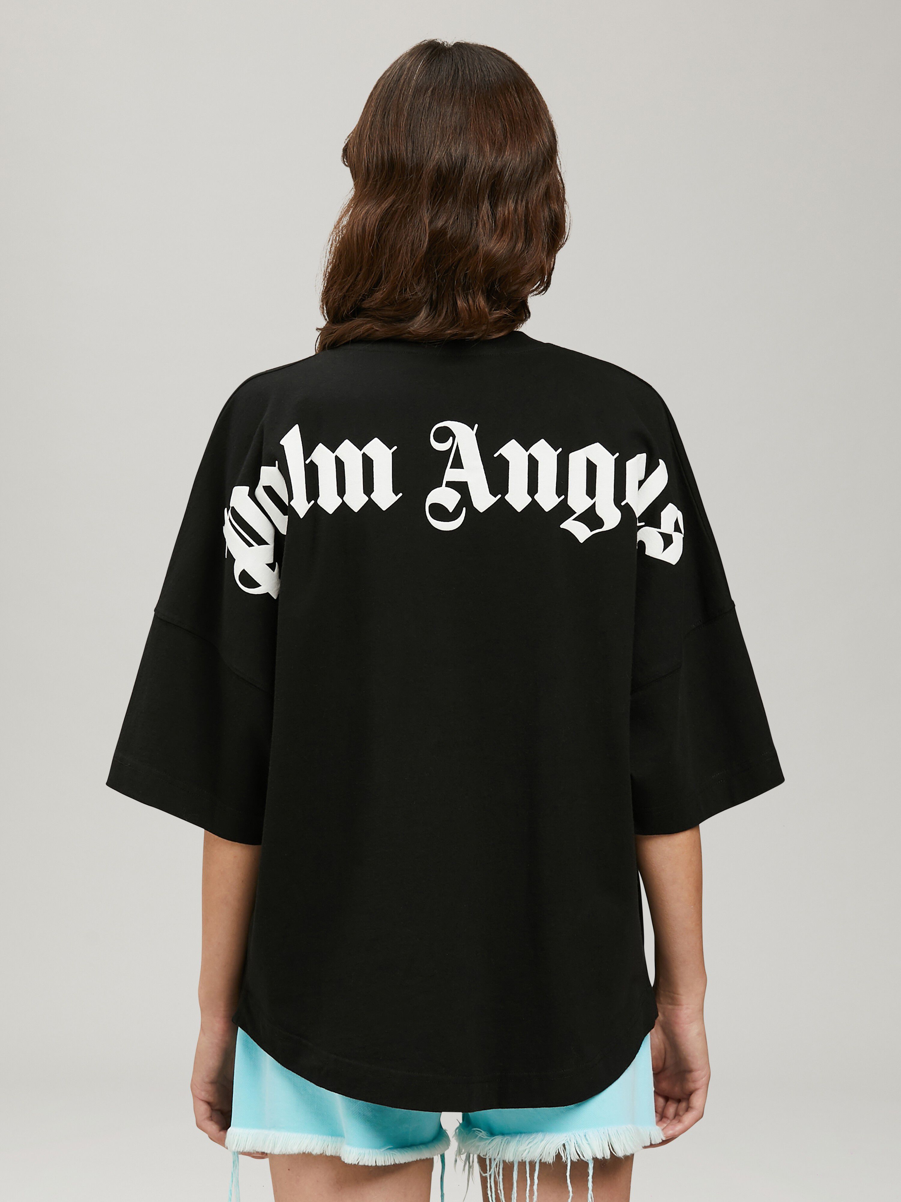 PALM ANGELS Classic Logo Over Tee BLACK - WHITE PWAA023C99JER002