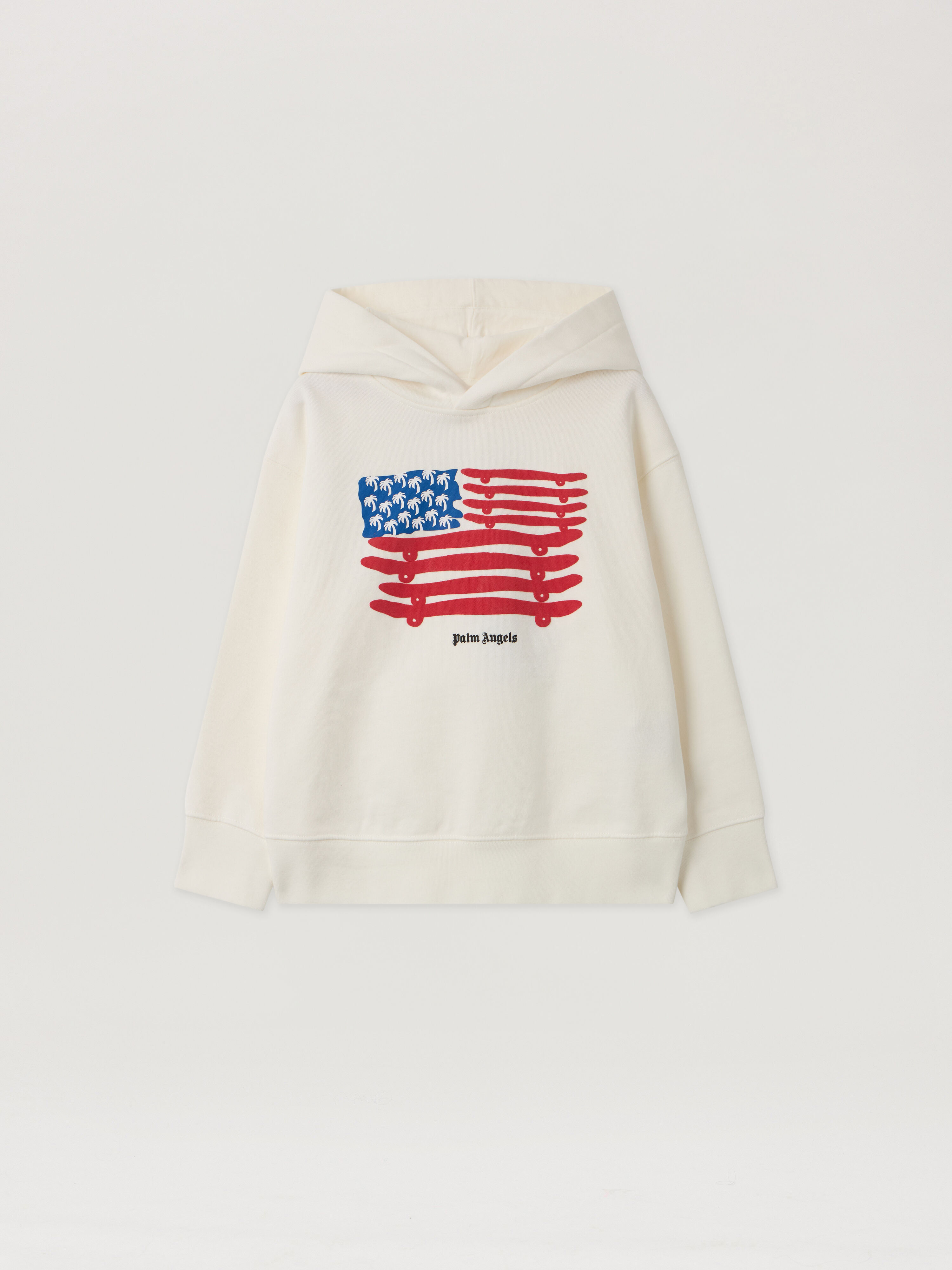 PALM ANGELS Palms Flag Regular Hoodie OFF WHITE - RED PBBB012F25FLE004