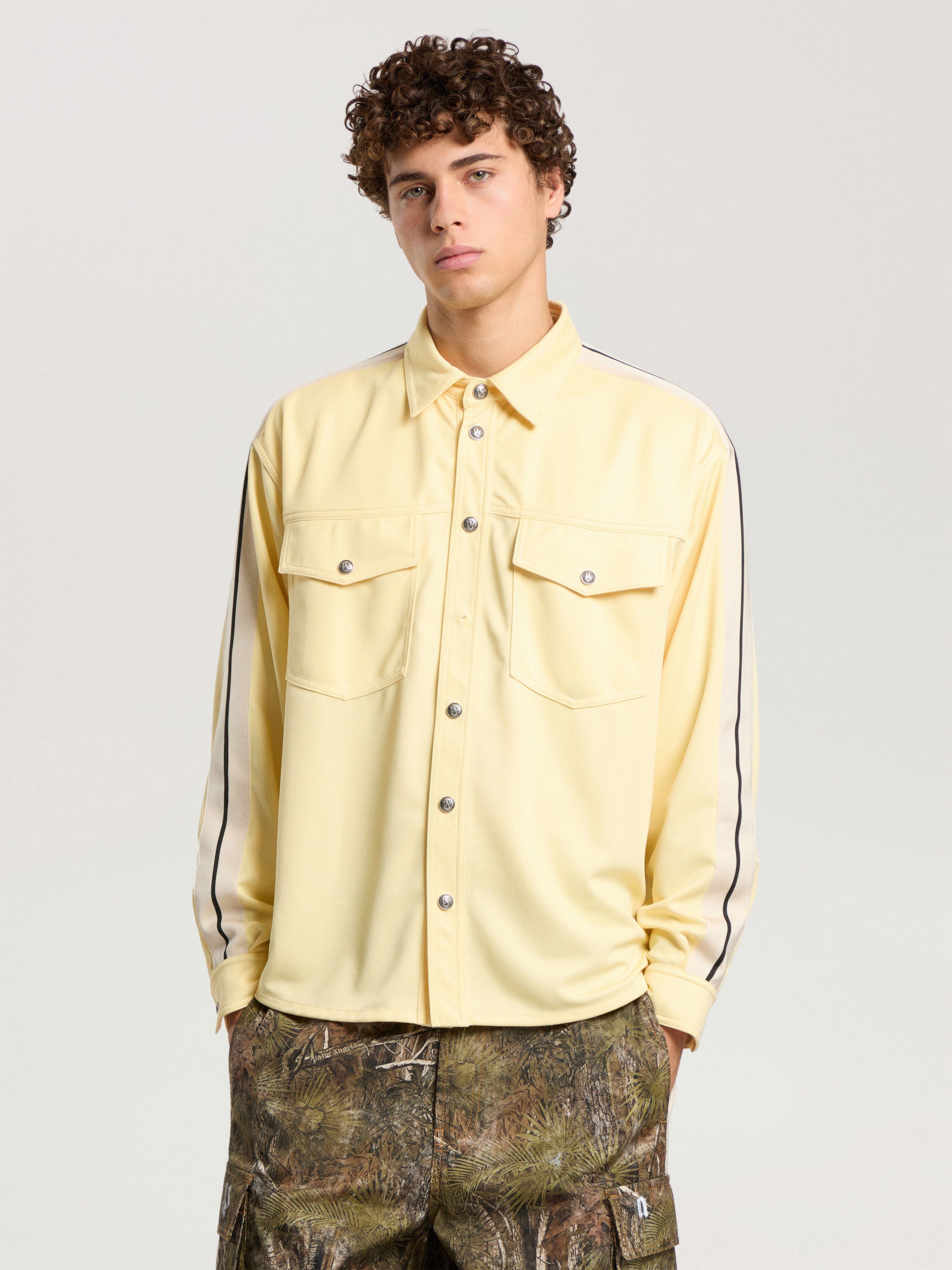Logo 90' Track Jacket Shirt PALM ANGELS Logo 90' Track Jacket Shirt LIGHT YELLOW - BLACK PAMBN02F26FB01