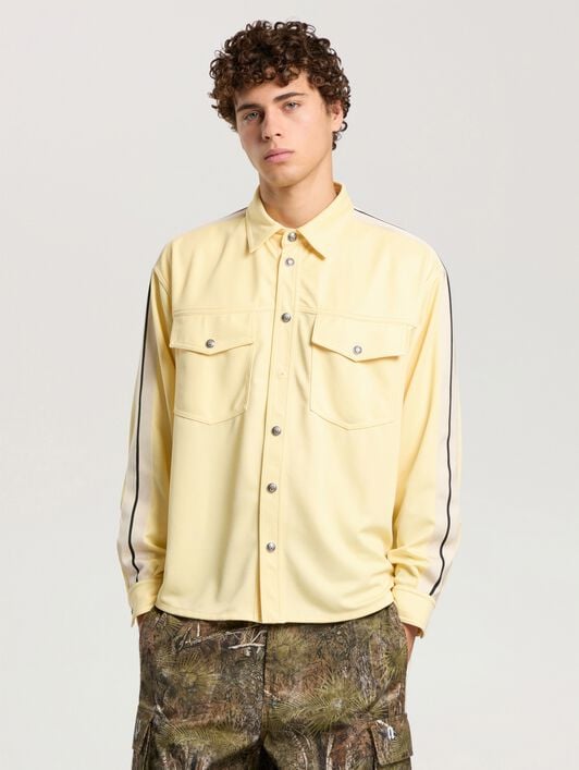 Logo 90' Track Jacket Shirt PALM ANGELS Logo 90' Track Jacket Shirt LIGHT YELLOW - BLACK PAMBN02F26FB01