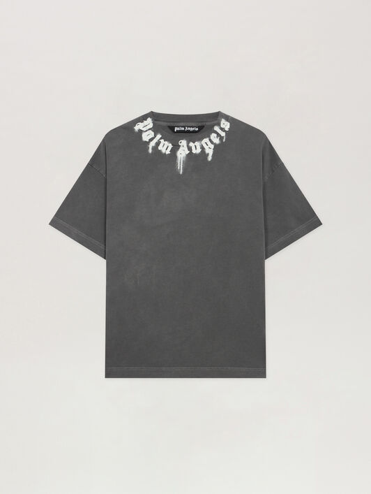 Neck Logo Regular T-Shirt PALM ANGELS Neck Logo Regular T-Shirt DARK GREY - OFF WHITE PMAA109F25JER009