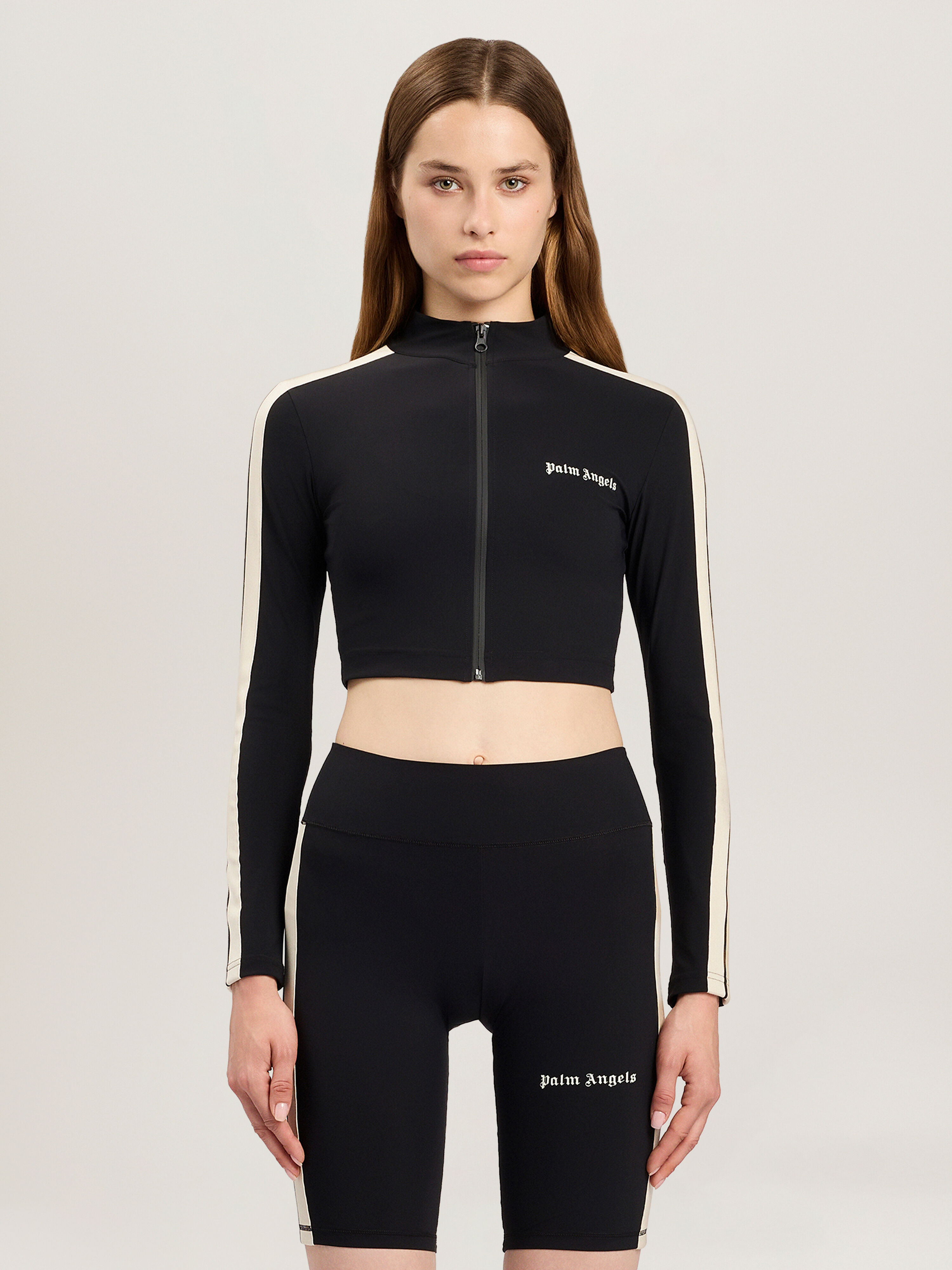 PALM ANGELS Classic Logo Training Jacket BLACK - OFF WHITE PAWVO04F26FB01