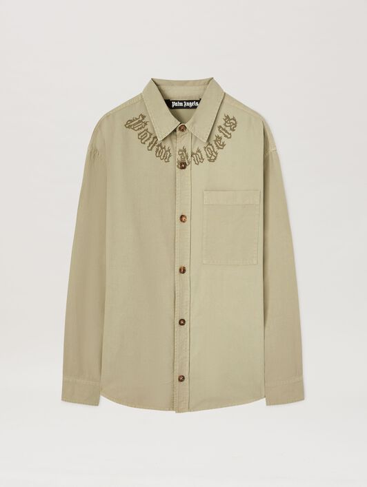 PALM ANGELS  Curved Logo Varsity Jacket CAMEL - CAMEL PMES043S25FAB001
