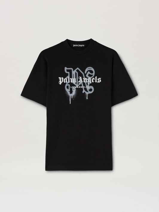 PALM ANGELS Monogram Spray City T-Shirt Los Angels SCHWARZ PMAA001C99JER025