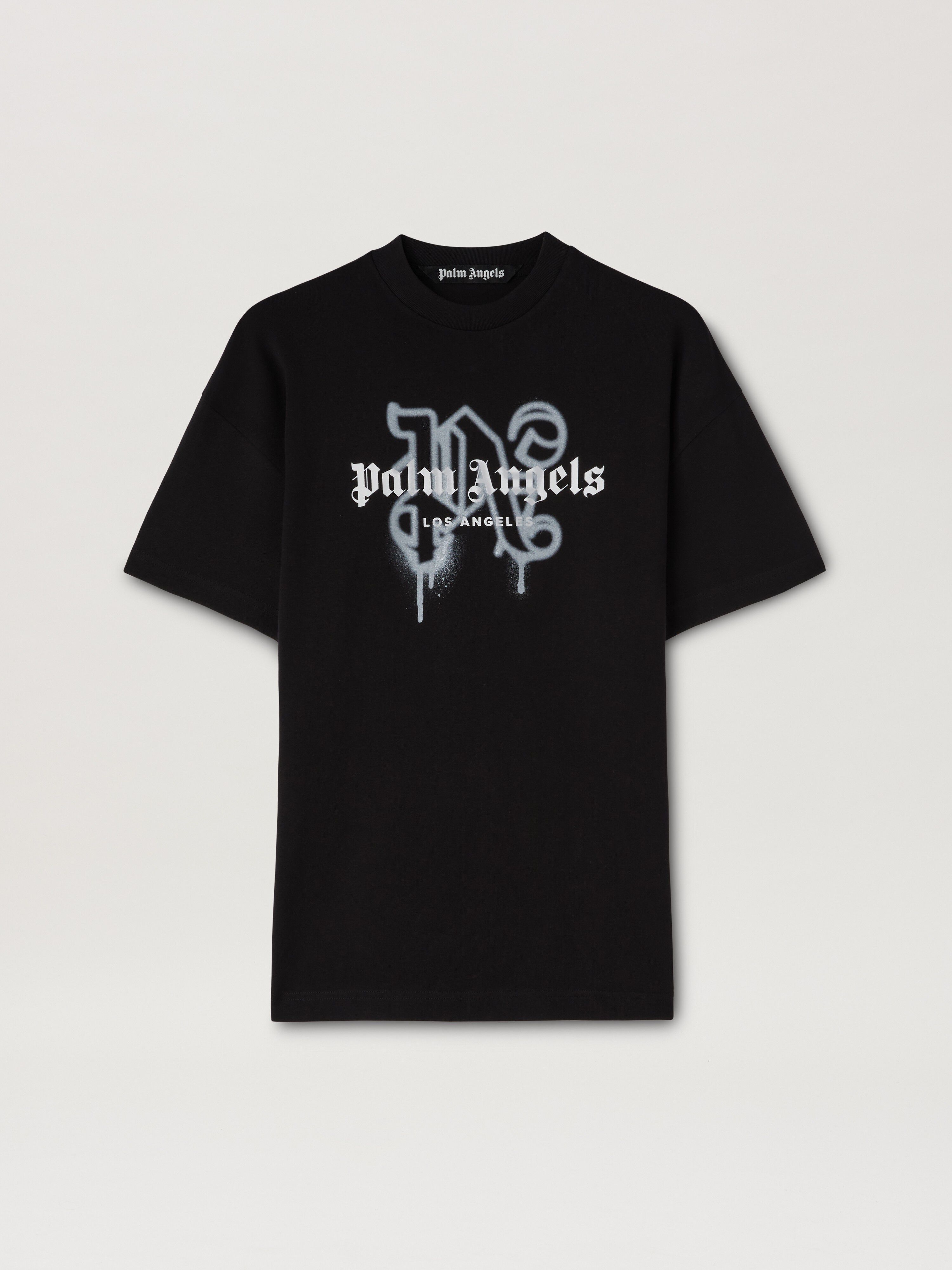 PALM ANGELS Monogram Spray City T-Shirt Los Angels SCHWARZ PMAA001C99JER025