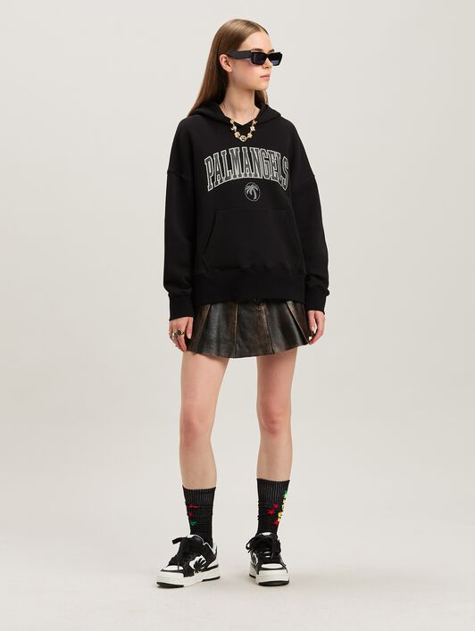 PALM ANGELS  College Hoodie BLACK - IVORY PWBB023S25FLE001