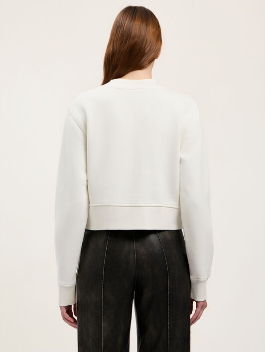 PALM ANGELS Bear Fitted Sweatshirt OFF WHITE BROWN PWBA016S26FLE006