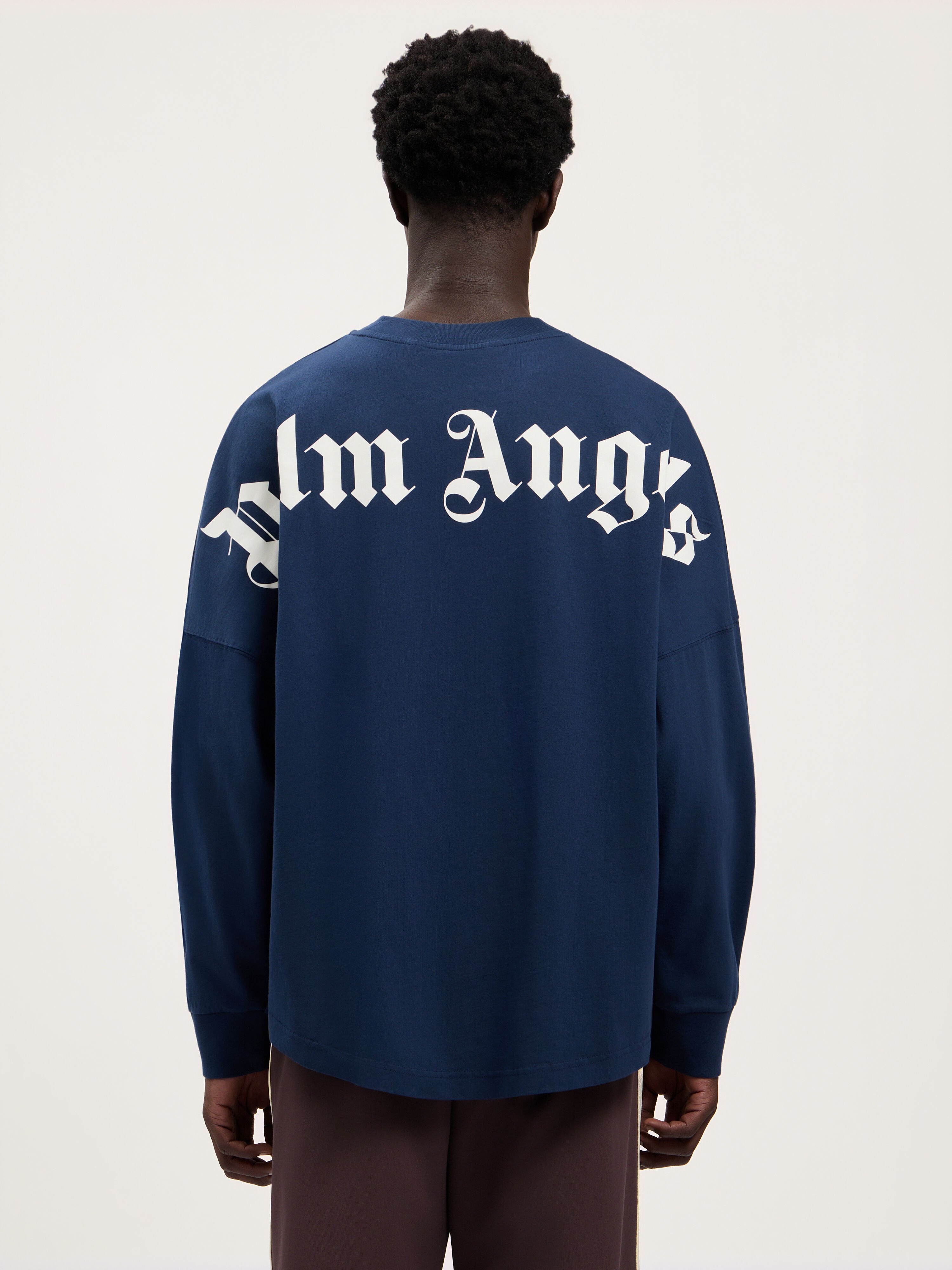 Classic Logo Long-Sleeved Over T-Shirt PALM ANGELS Classic Logo Long-Sleeved Over T-Shirt NAVY BLUE OFF WHITE PMAB059S26JER001