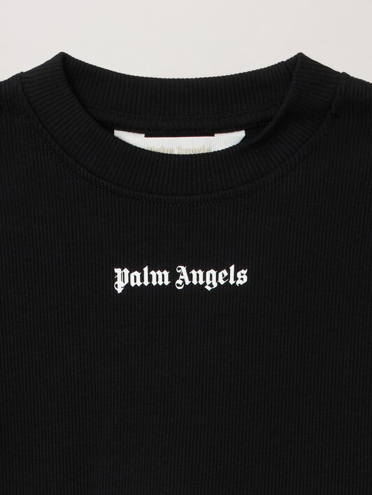 PALM ANGELS Logo Rib Baby Tee L/S BLACK - OFF WHITE PGAB006F25JER001