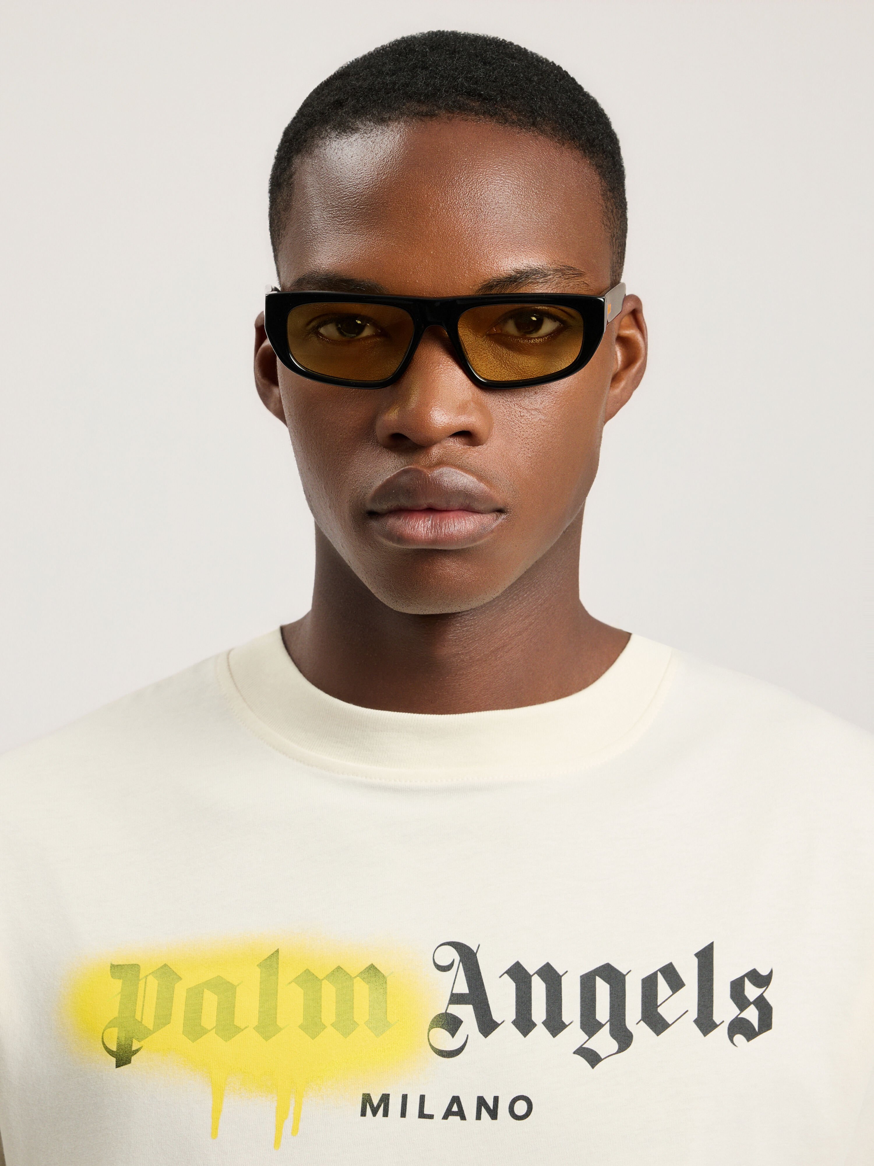 PALM ANGELS Ventura Yellow Lens Sunglasses SHINY BLACK PA1024101854