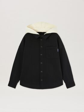 PALM ANGELS  Hooded Overshirt Logo BLACK GREEN PBES002S25FLE001
