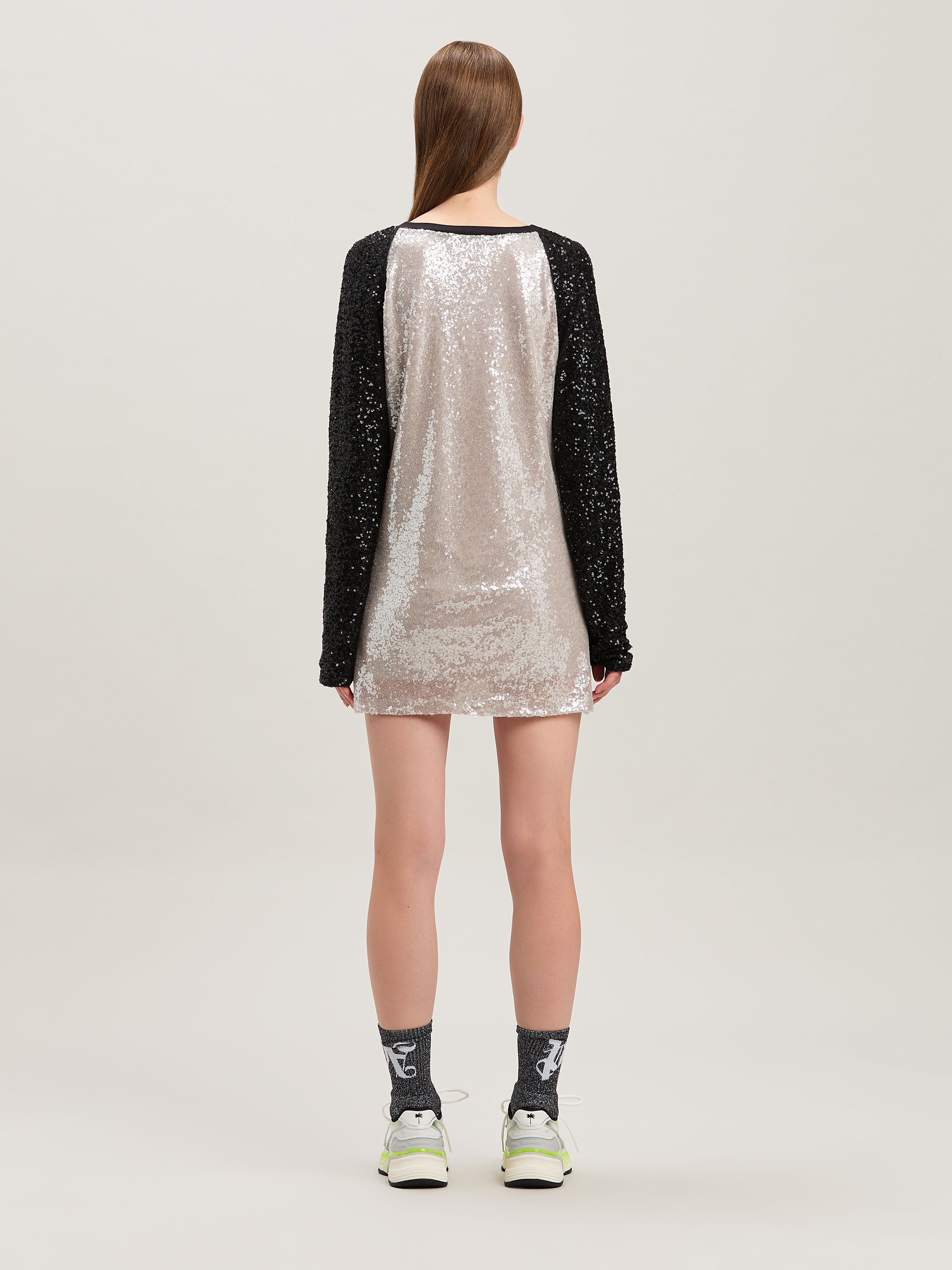 PALM ANGELS  College sequins dress GREY - BLACK PWDB255S25FAB001