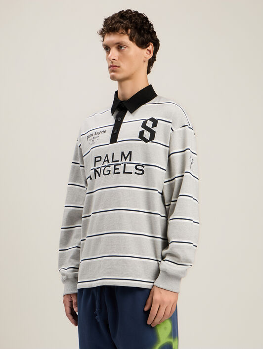 PALM ANGELS Palm Sport Long-Sleeved Polo Shirt MELANGE GREY BLACK PMGC01DS26FAB001