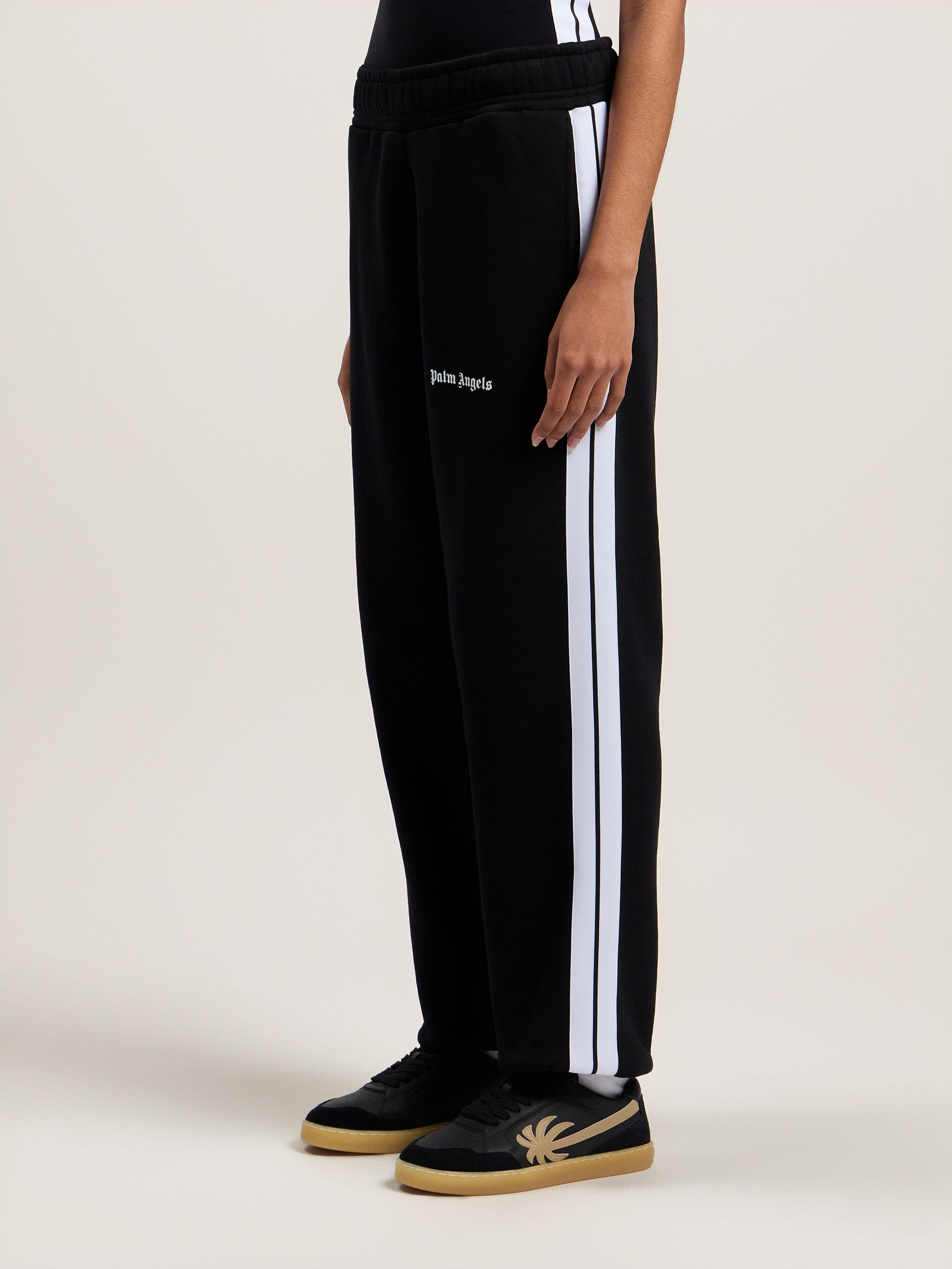 PALM ANGELS Track Sweatpants BLACK WHITE PWCH006C99FLE002
