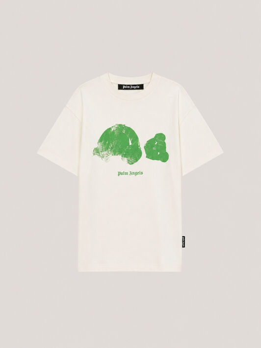 Spray Bear T-Shirt PALM ANGELS Spray Bear T-Shirt OFF White/Green PMAA109T26JER002