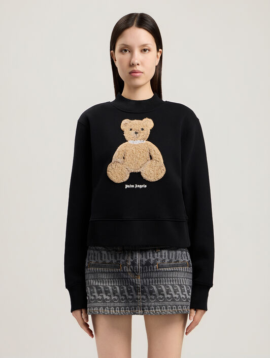 PALM ANGELS Bear Fitted Sweatshirt BLACK BROWN PWBA016S26FLE006