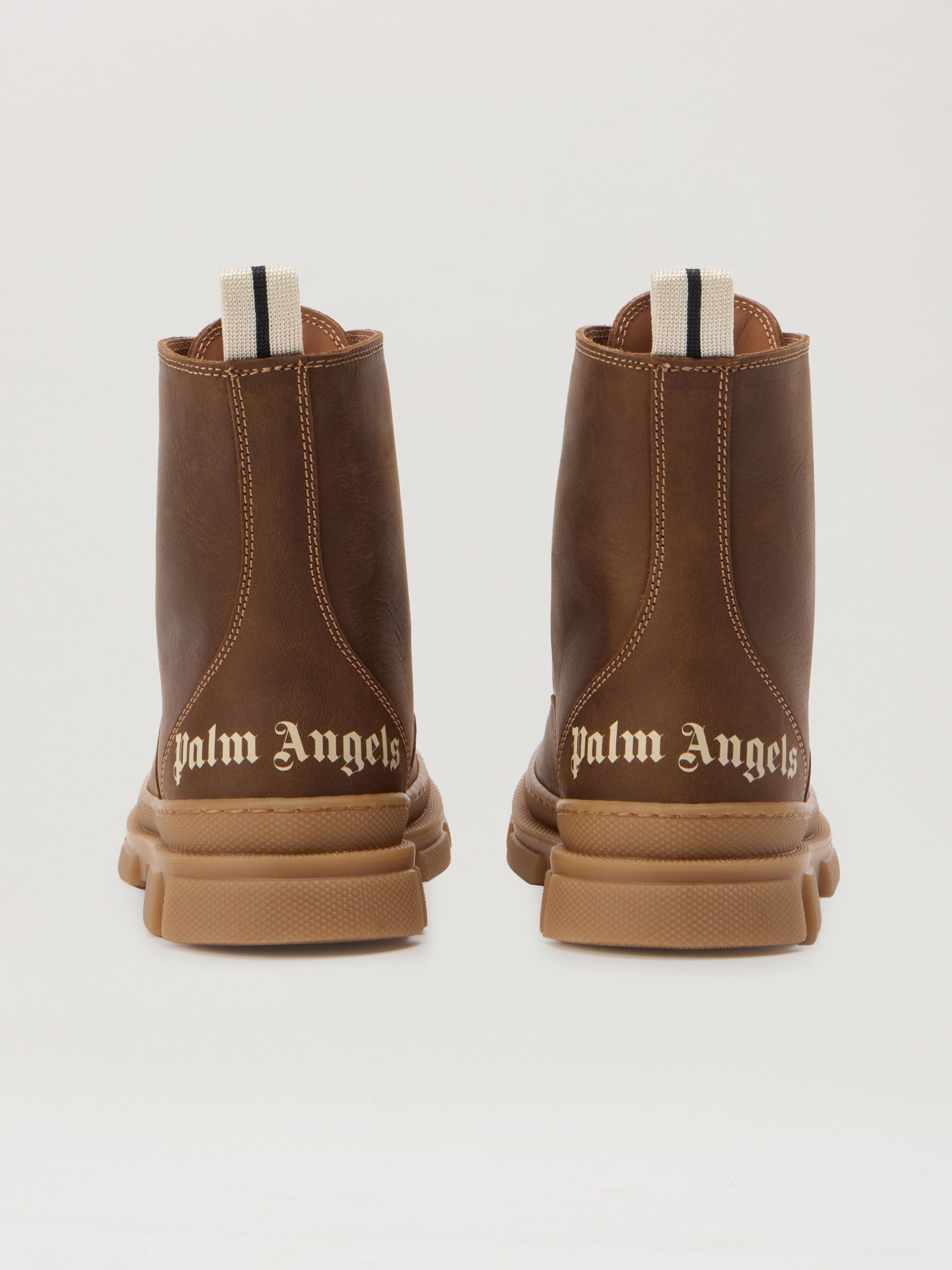 PALM ANGELS Pa Track Ankle Boots BROWN - OFF WHITE PBIE001F25LEA001