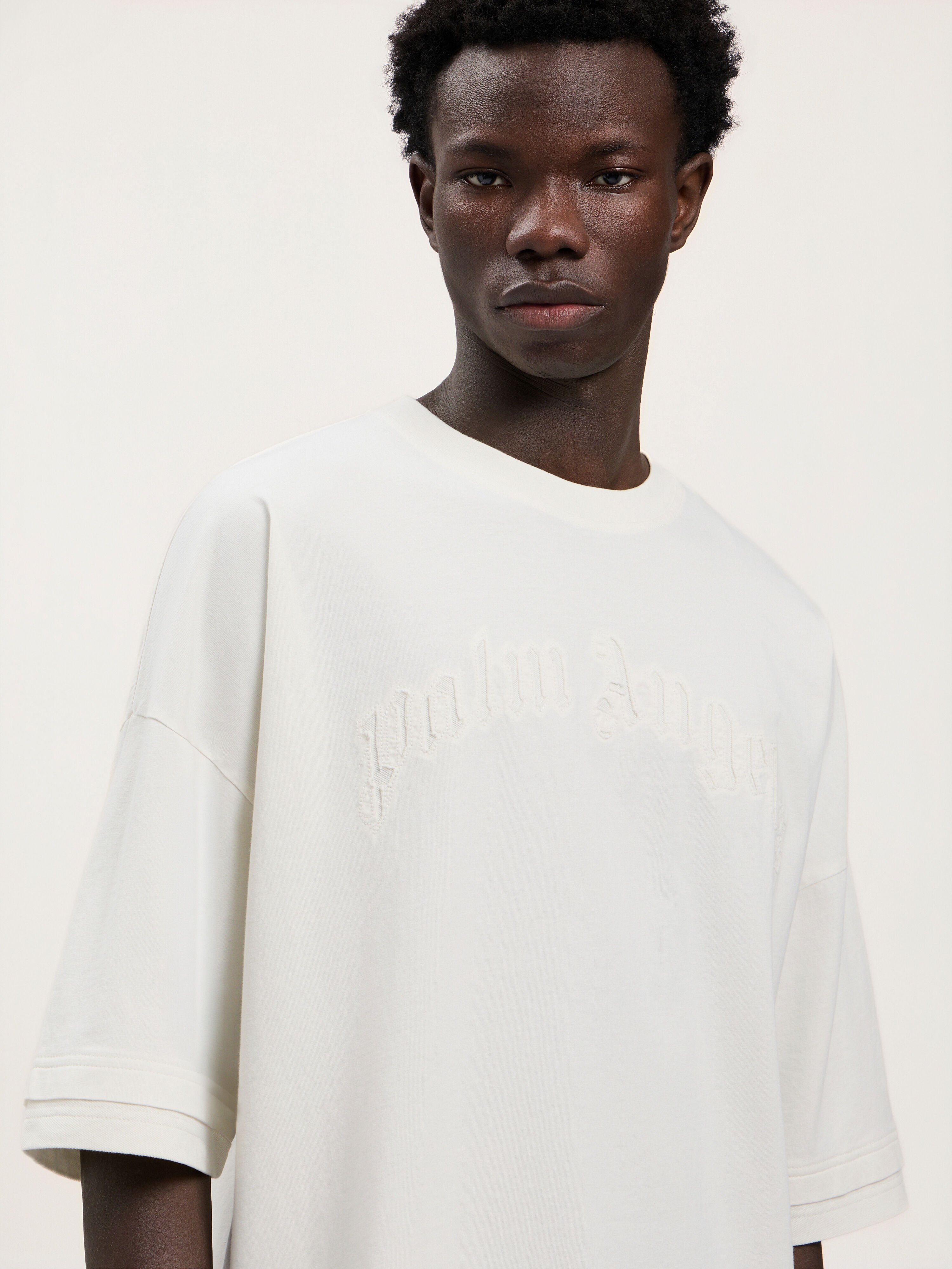 Curved Logo Loose Double T-Shirt PALM ANGELS Curved Logo Loose Double T-Shirt OFF WHITE OFF WHITE PMAA10QS26JER001