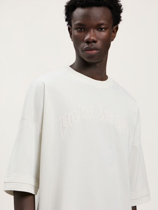 Curved Logo Loose Double T-Shirt PALM ANGELS Curved Logo Loose Double T-Shirt OFF WHITE OFF WHITE PMAA10QS26JER001