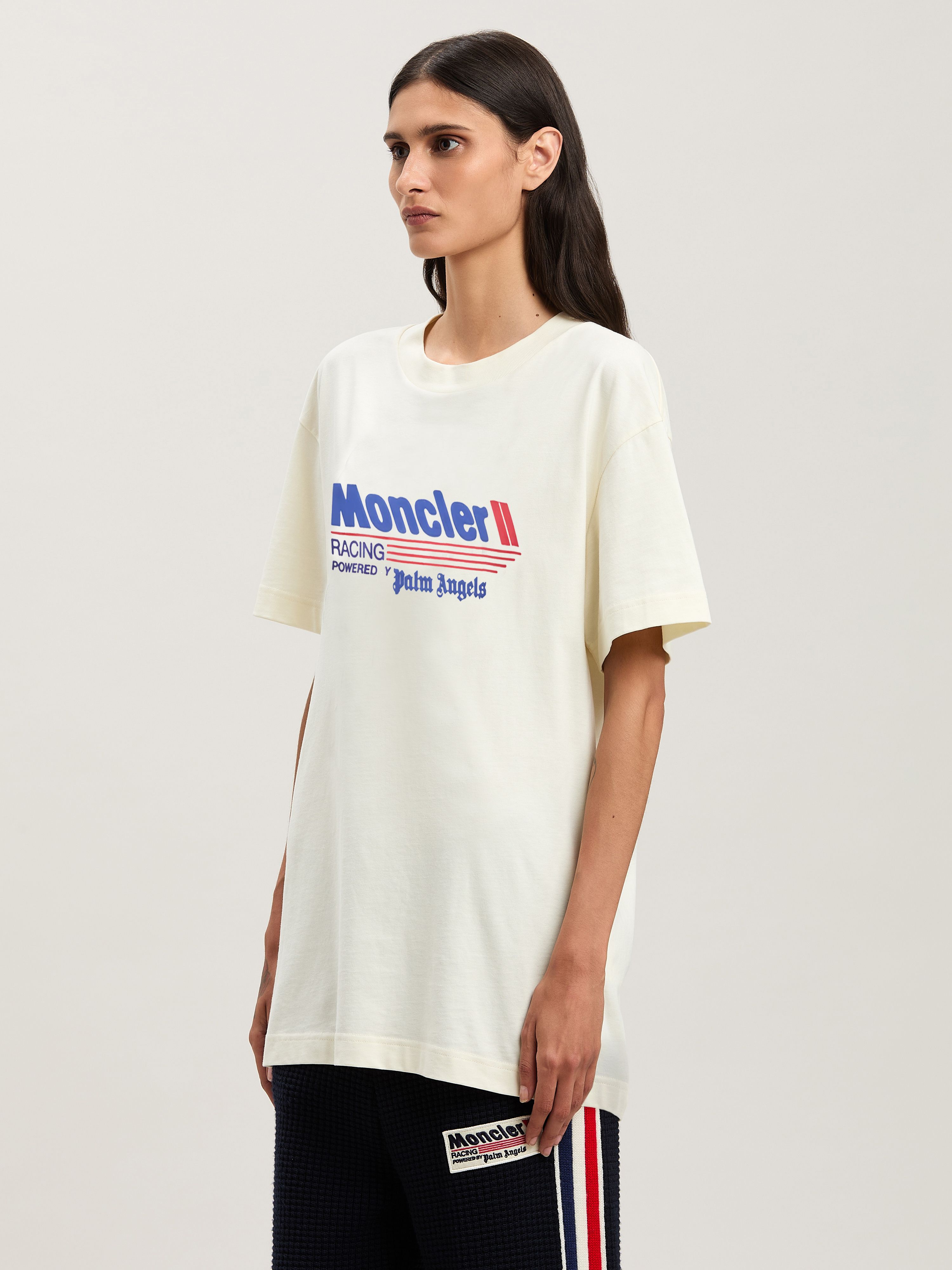 PALM ANGELS  Racing T-shirt Moncler x Palm Angels WHITE - BLUE PMAA107T25JER001