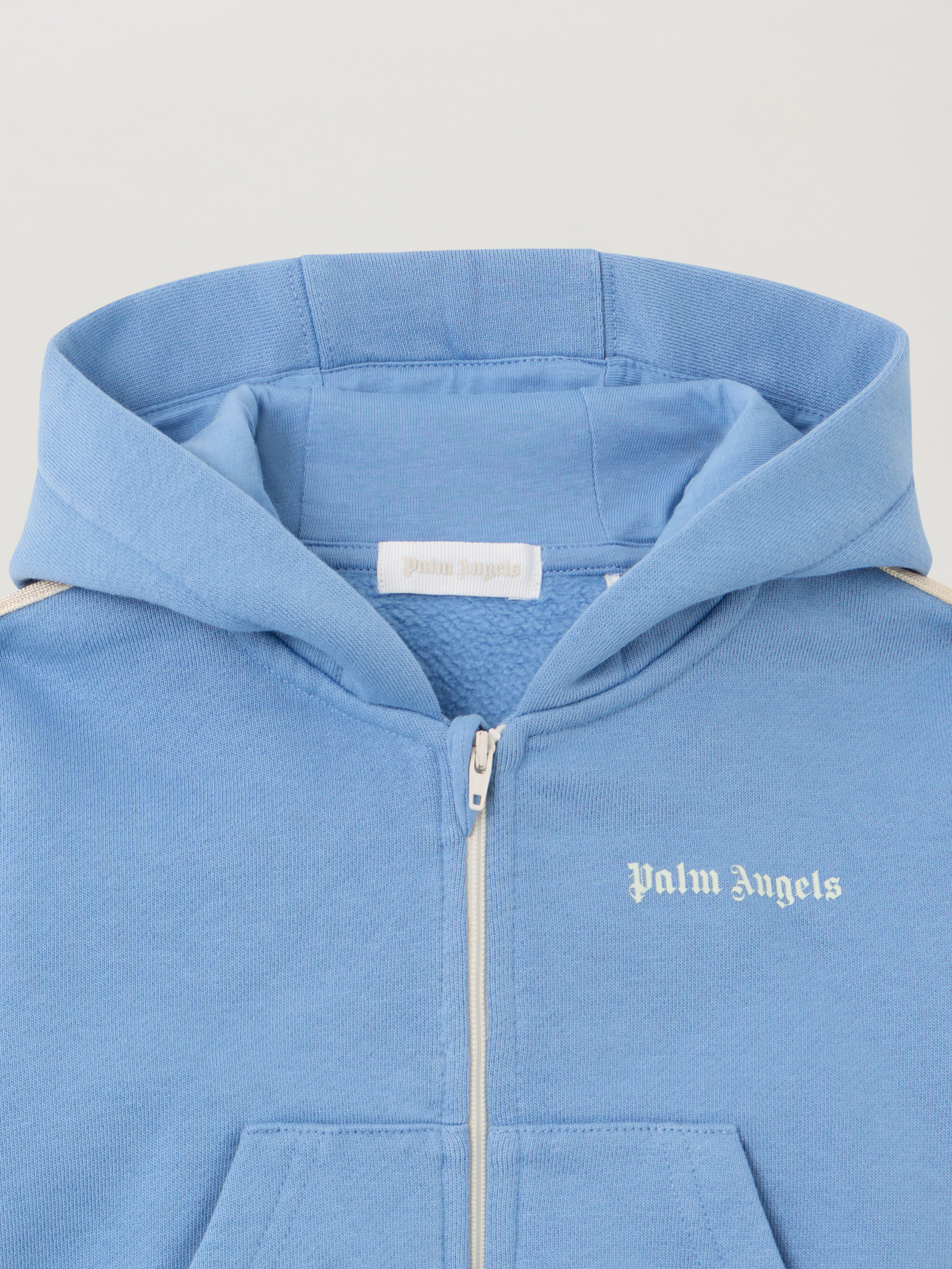 PALM ANGELS Pa New Track Hoodie Full Zip DUSTY BLUE - OFF WHITE PB3X003F25FLE001