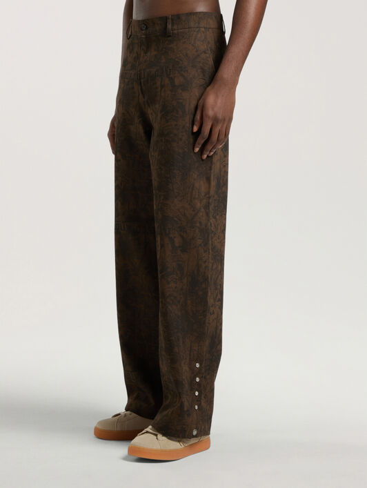 PALM ANGELS Starleaf All-Over Loose Pants BROWN - BLACK PAMCA03W26FB04