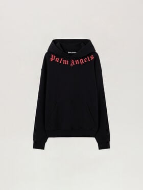 PALM ANGELS Neck Logo Hoodie BLACK RED PMBB17DS26FLE007