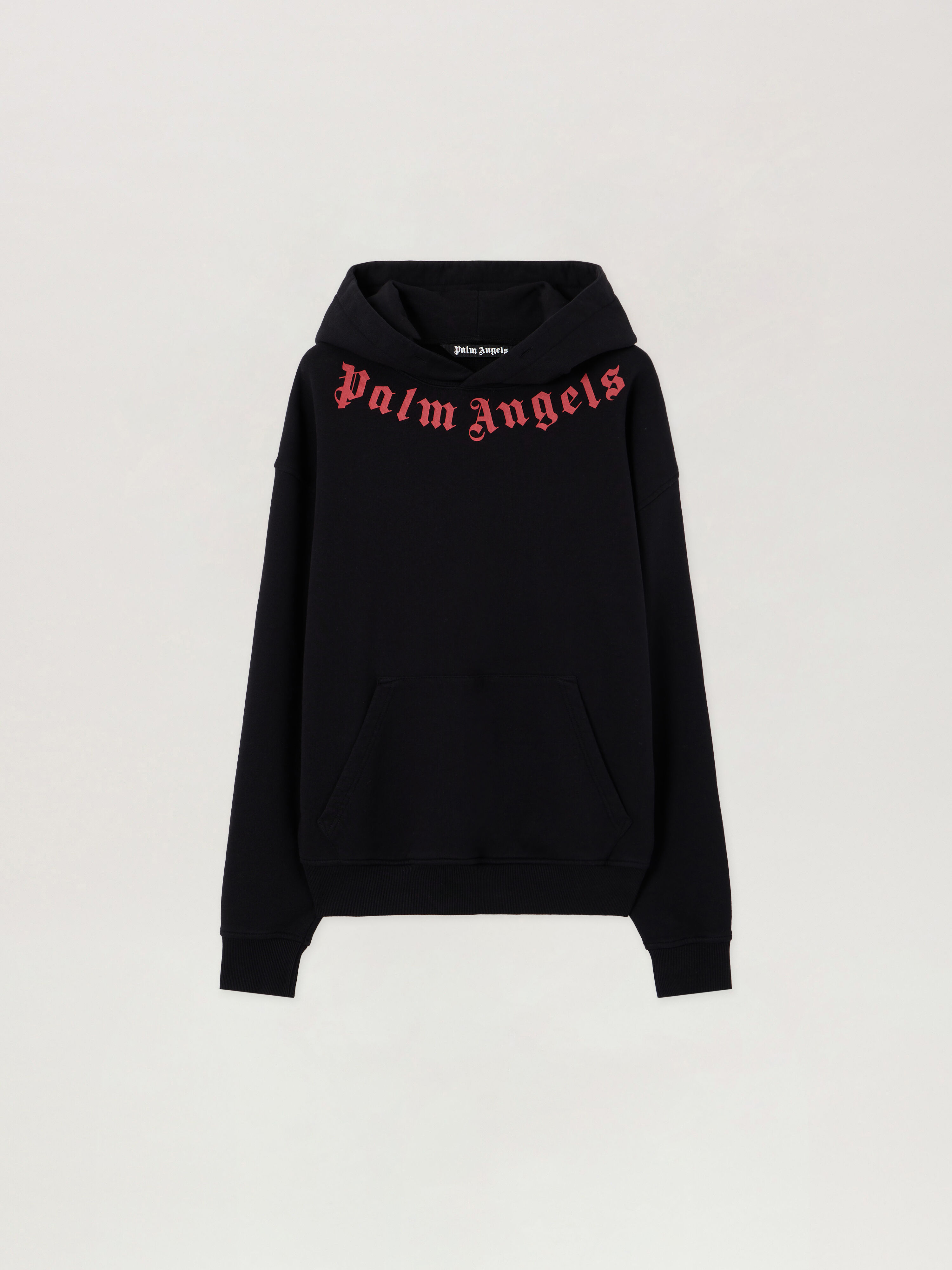 PALM ANGELS Neck Logo Hoodie BLACK RED PMBB17DS26FLE007