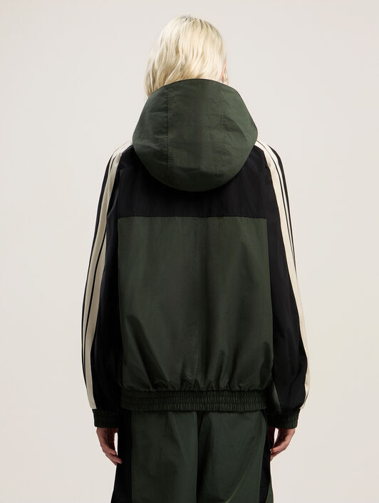 PALM ANGELS Colorblock Track Windbreaker FOREST GREEN - BLACK PWEB016F25FAB001