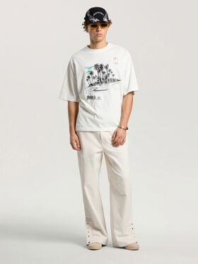Palm Life Loose T-Shirt PALM ANGELS Palm Life Loose T-Shirt OFF WHITE - BLACK PAMAA03F26JR02