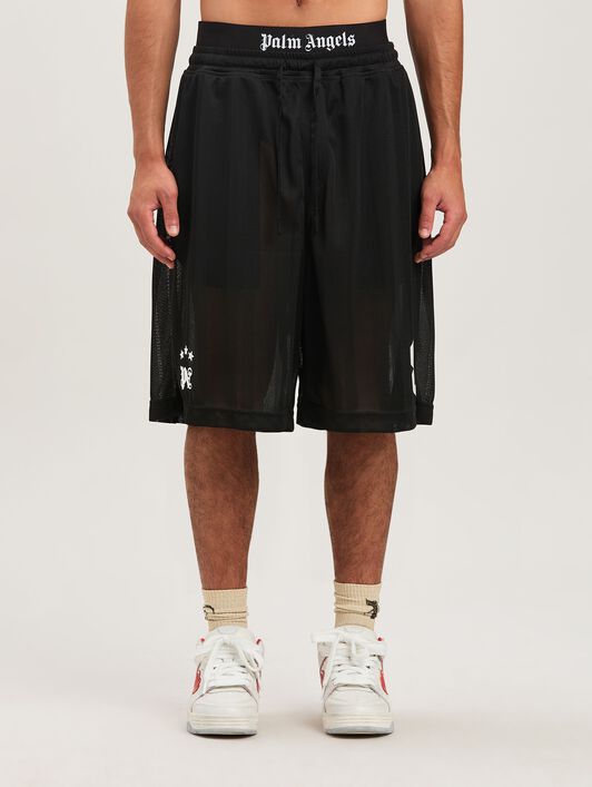 PALM ANGELS  Palm Sport bermuda BLACK - OFF WHITE PMCI022S25FAB002