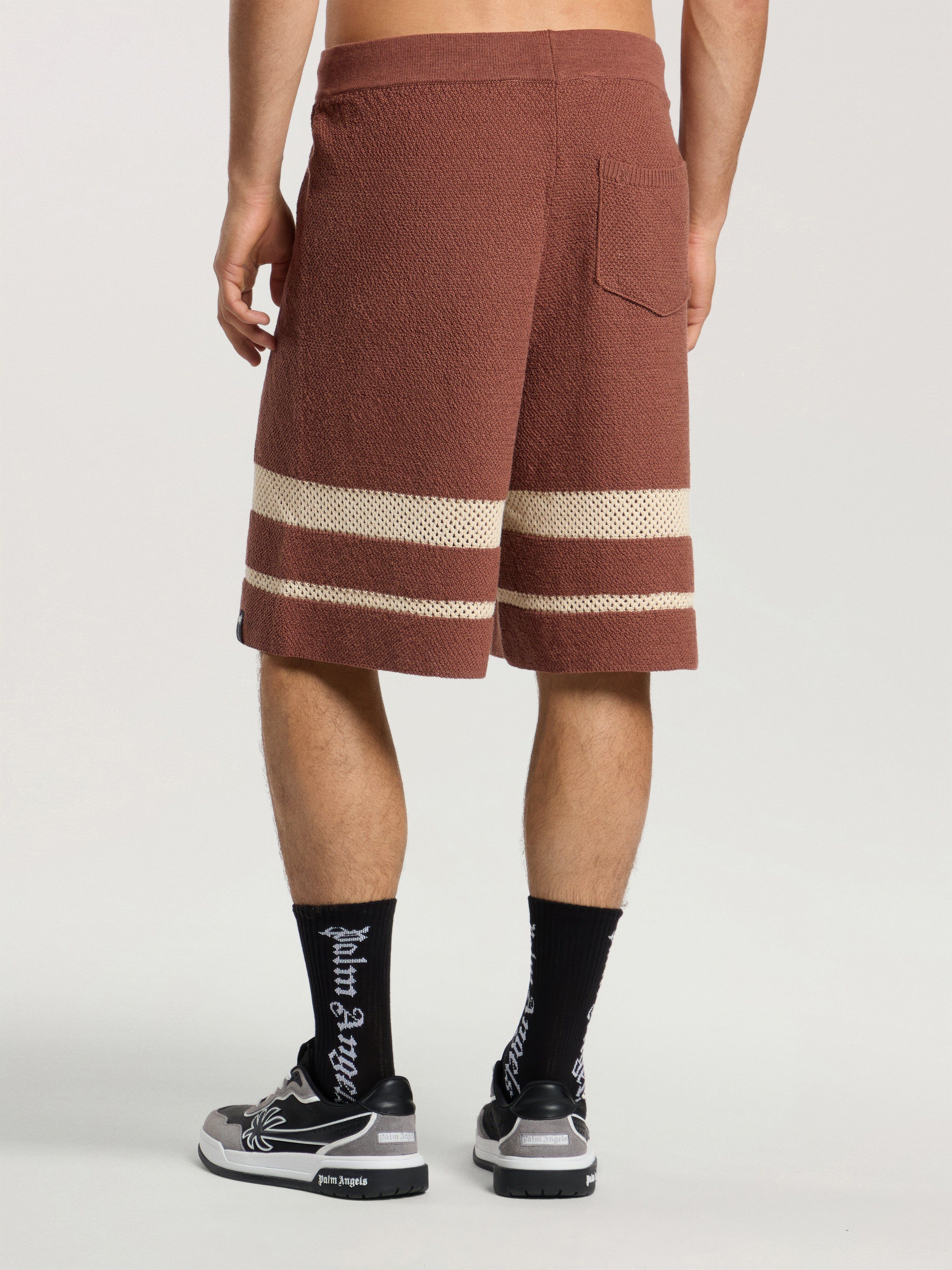 Palm Type Loose Knit Shorts PALM ANGELS Palm Type Loose Knit Shorts BROWN - KAKI PAMHM01F26KN01