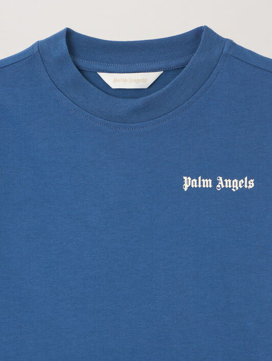 PALM ANGELS Logo. T-Shirt BLU/BLUE PBAA003S26JER002