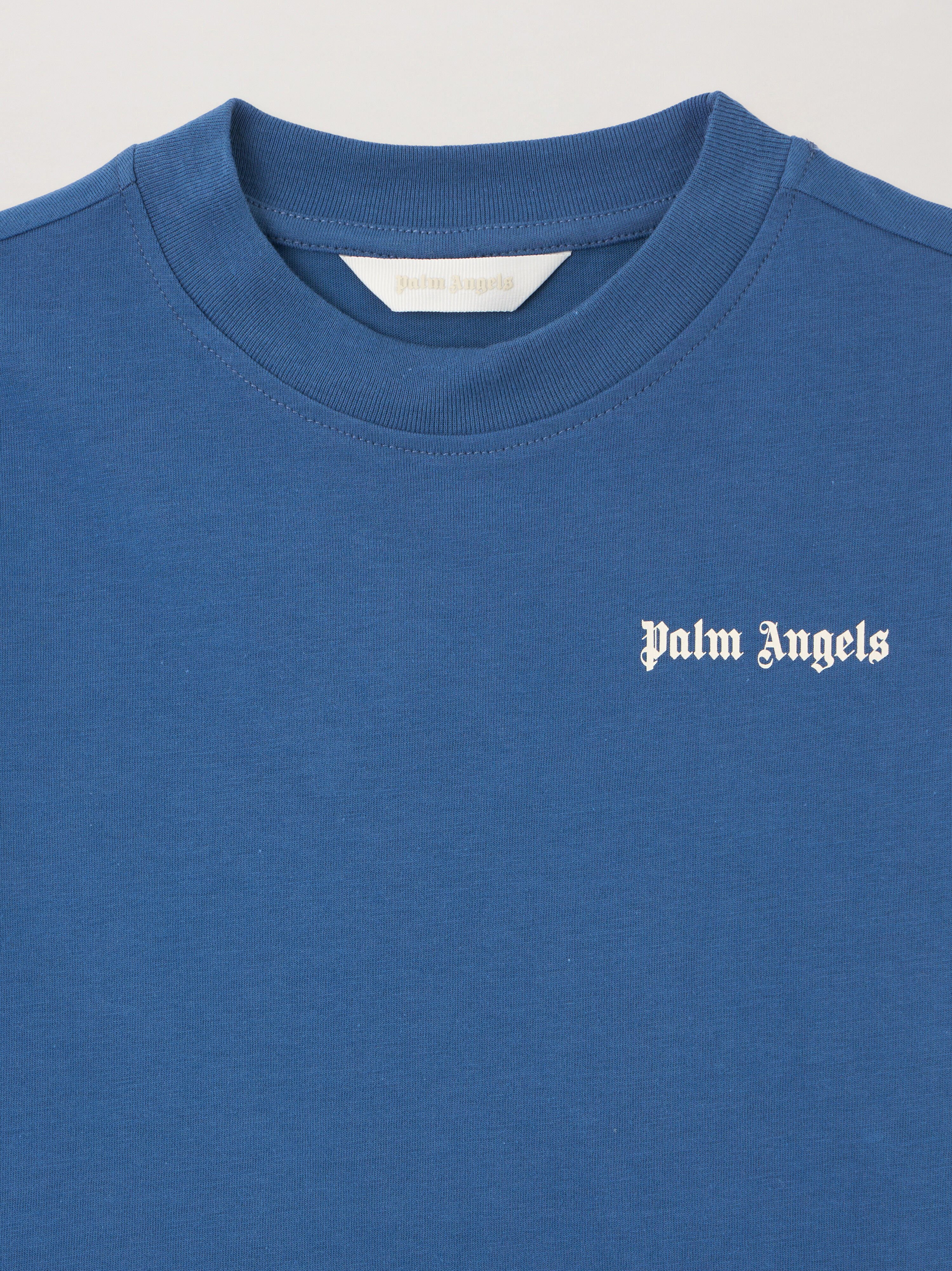 PALM ANGELS Logo. T-Shirt BLU/BLUE PBAA003S26JER002