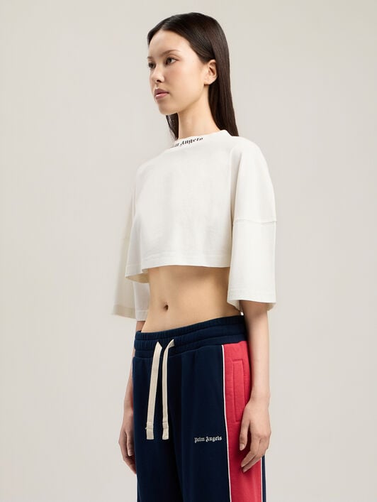 PALM ANGELS Classic Logo Mini T-Shirt OFF WHITE BLACK PWAA054S26JER002