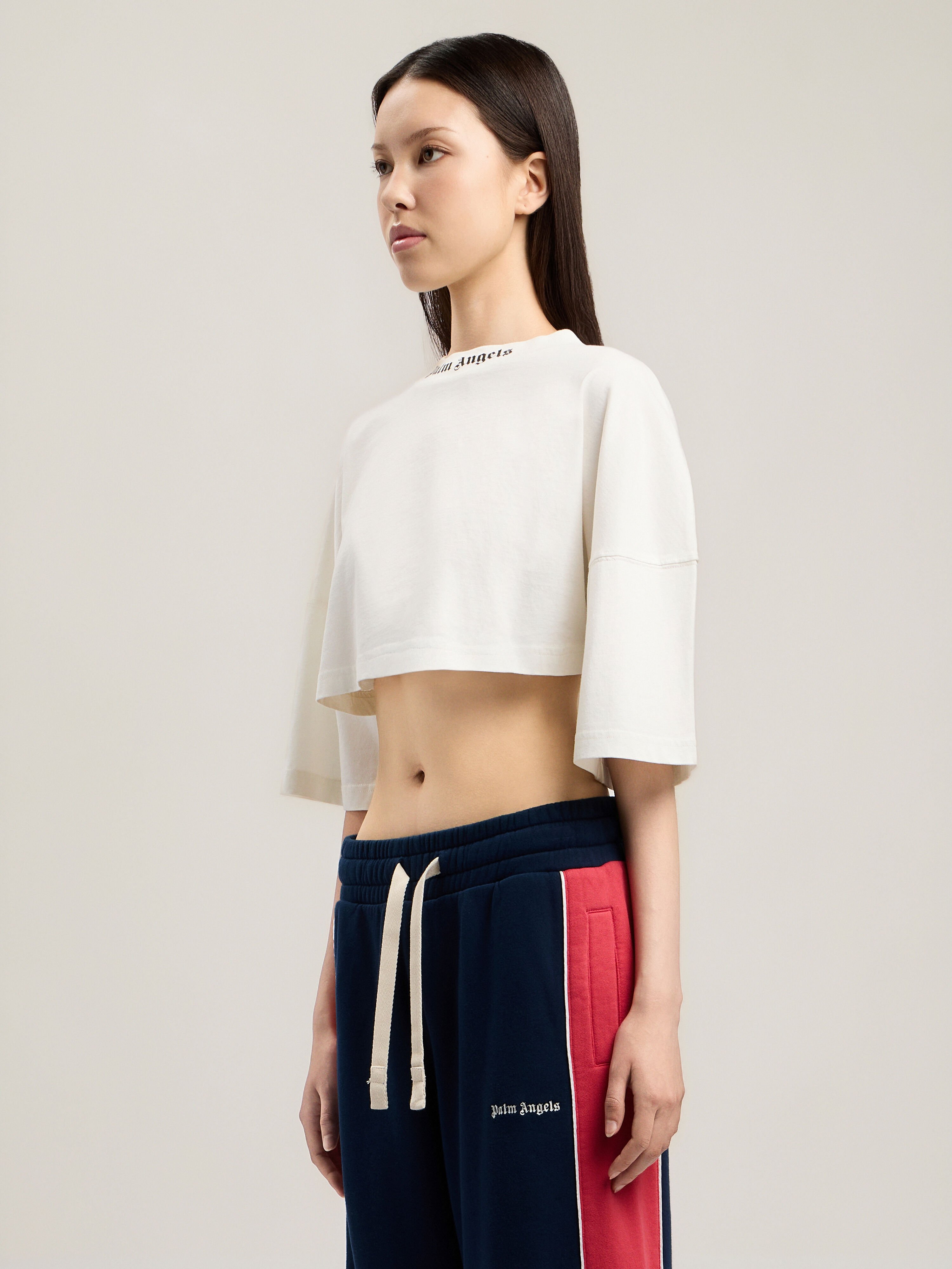 PALM ANGELS Classic Logo Mini T-Shirt OFF WHITE BLACK PWAA054S26JER002