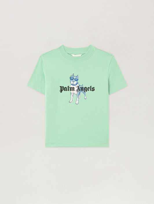 PALM ANGELS Palm Dog.Tshirt VERDE/GREEN PBAA003S26JER008