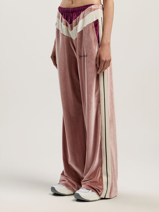 PALM ANGELS Colorblock Chenille Track Pants SOFT PINK - BURGUNDY PWCJ038F25FAB001