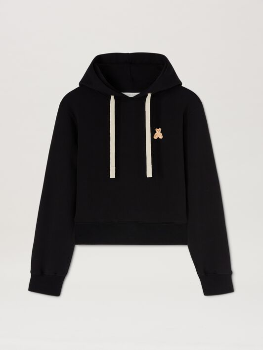 PALM ANGELS  Bear in Mind Patch Hoodie BLACK - BROWN PWBB075S25FLE002