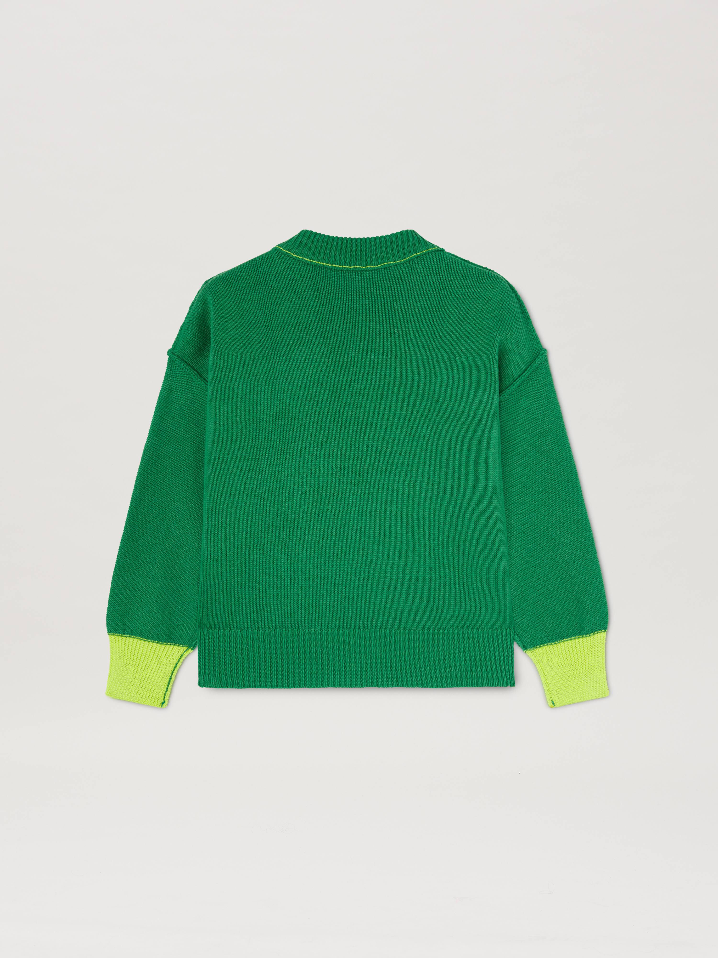 PALM ANGELS  Pullover mit geschwungenem Logo GREEN OFF WHITE PBHE001S25KNI001