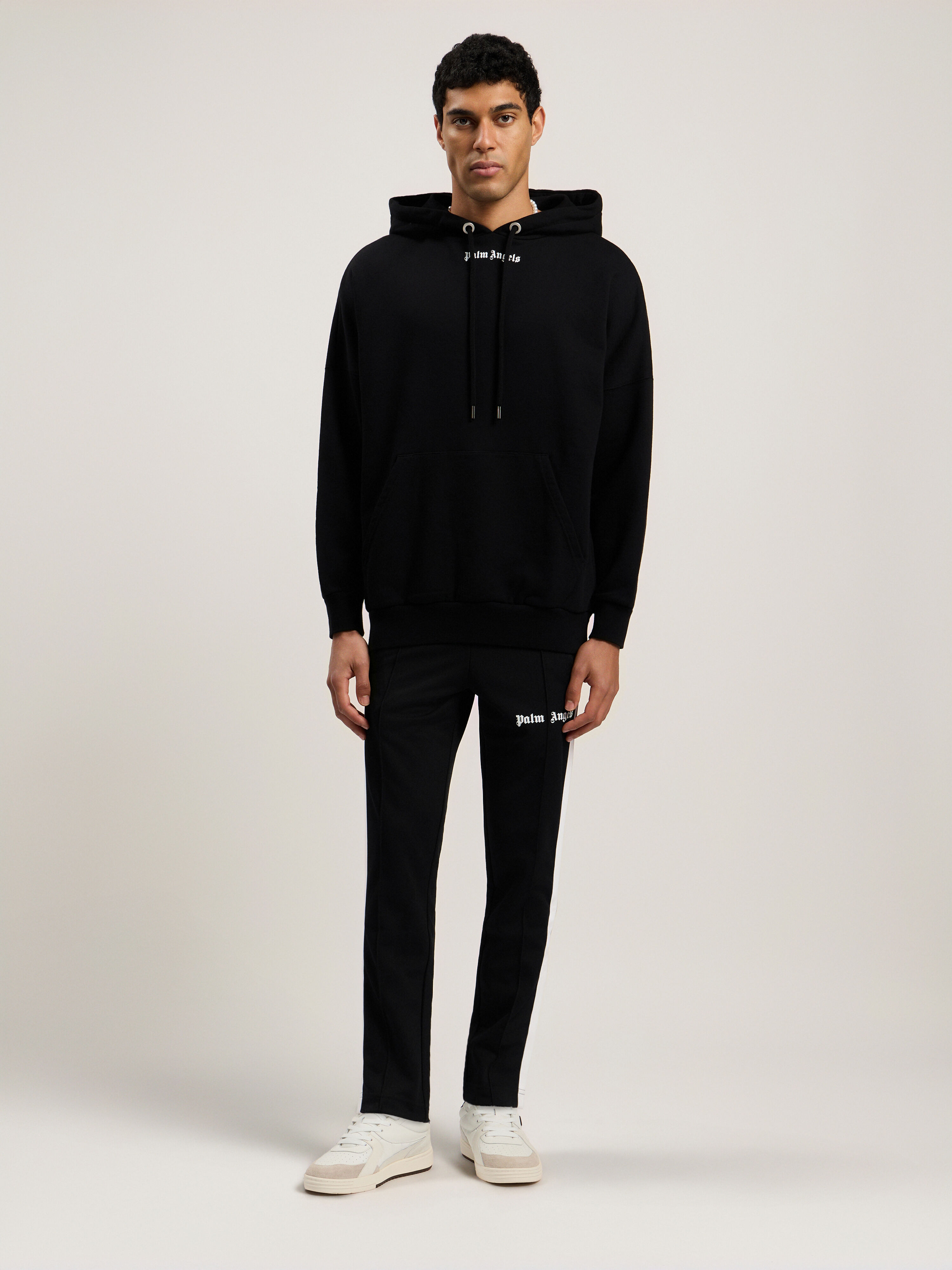 Classic Logo Over Hoodie in BLACK WHITE for Men | Palm Angels®