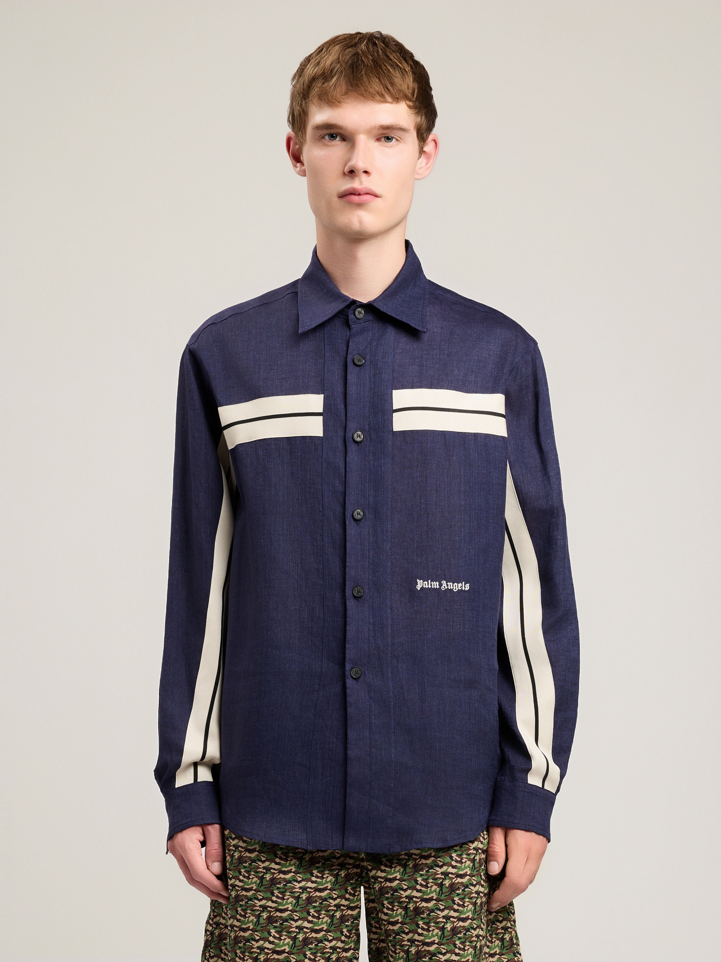 Classic Logo Trackshirt in NAVY BLUE OFF WHITE for Men | Palm Angels®