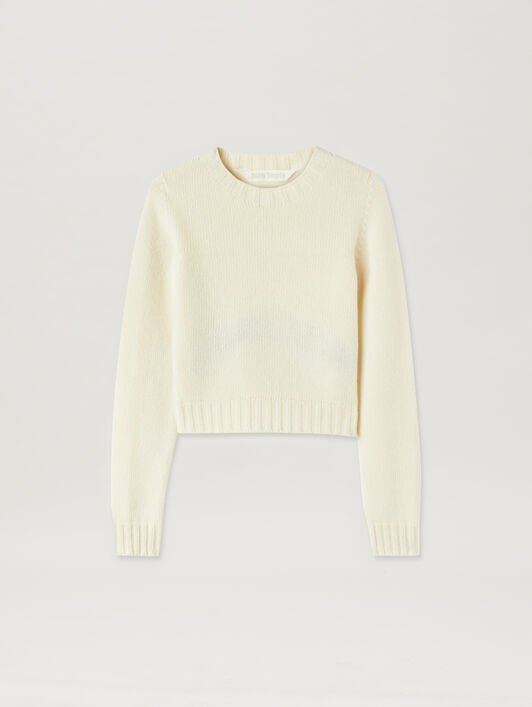Curved Logo Sweater PALM ANGELS Curved Logo Sweater OFF WHITE BLACK PWHE051C99KNI001