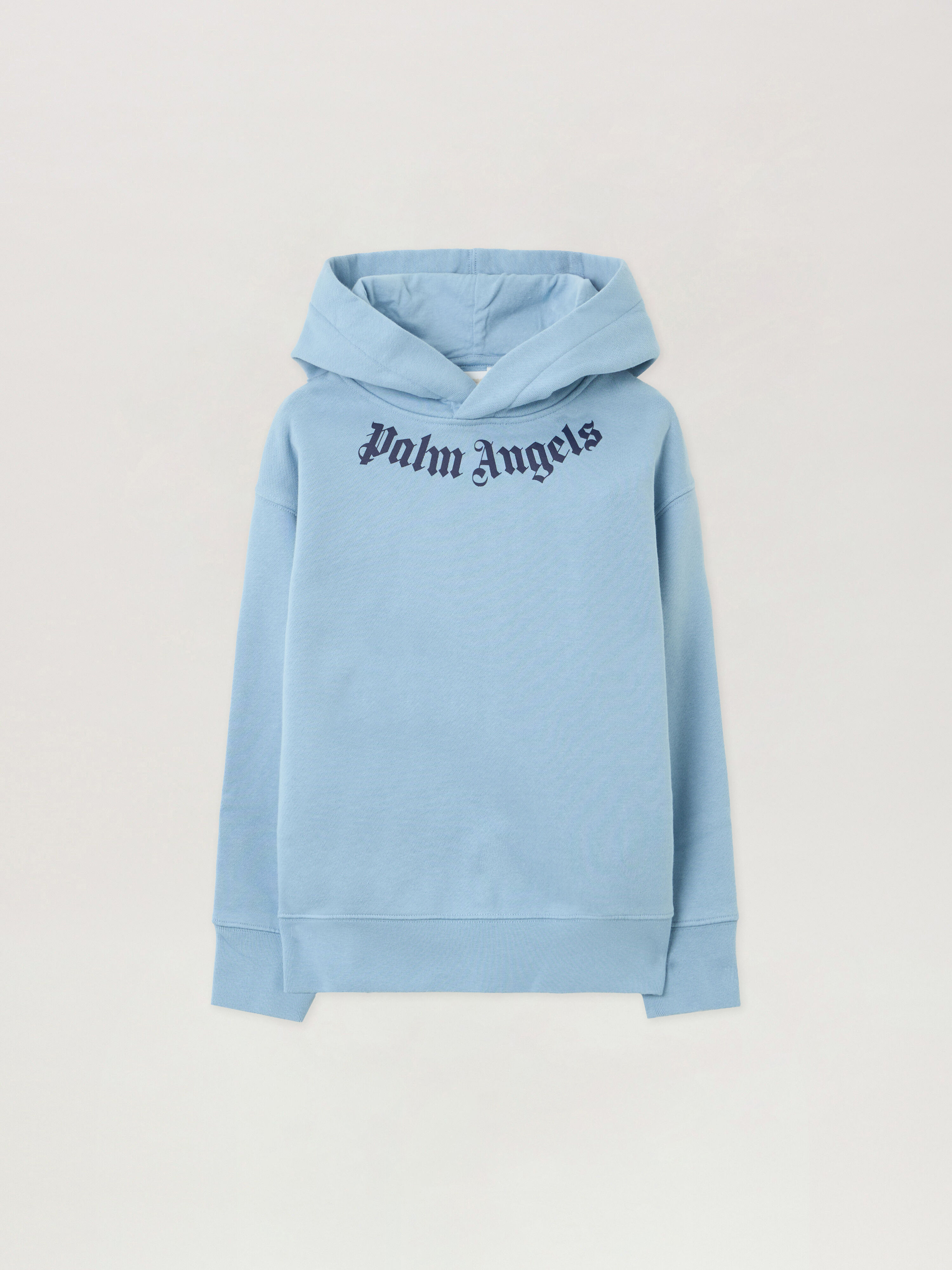 PALM ANGELS Neck Logo Reg.Hoodie LIGHT BLUE - BLACK PBBB012F25FLE001