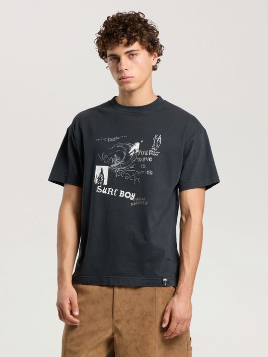 PALM ANGELS Surf Boy Regular T-Shirt ANTHRACITE - BLACK PAMAA01F26JR07